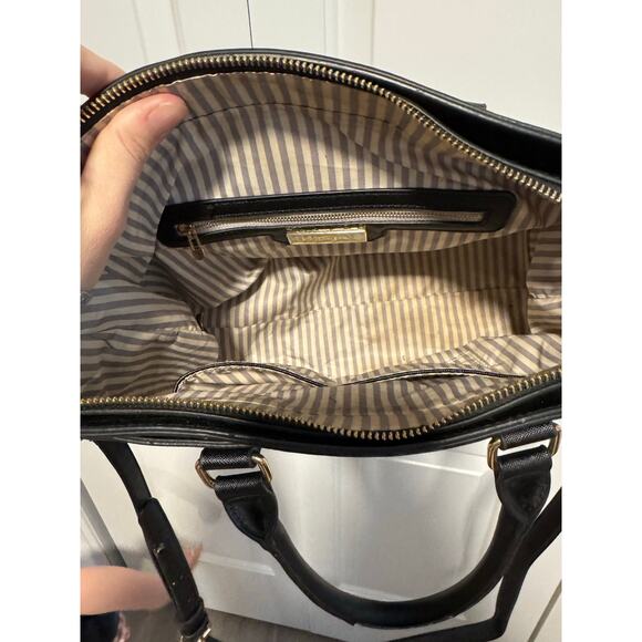 Miztique Black Leather Satchel Doctor Bag with Gold Metal Zipper - Picture 8 of 11